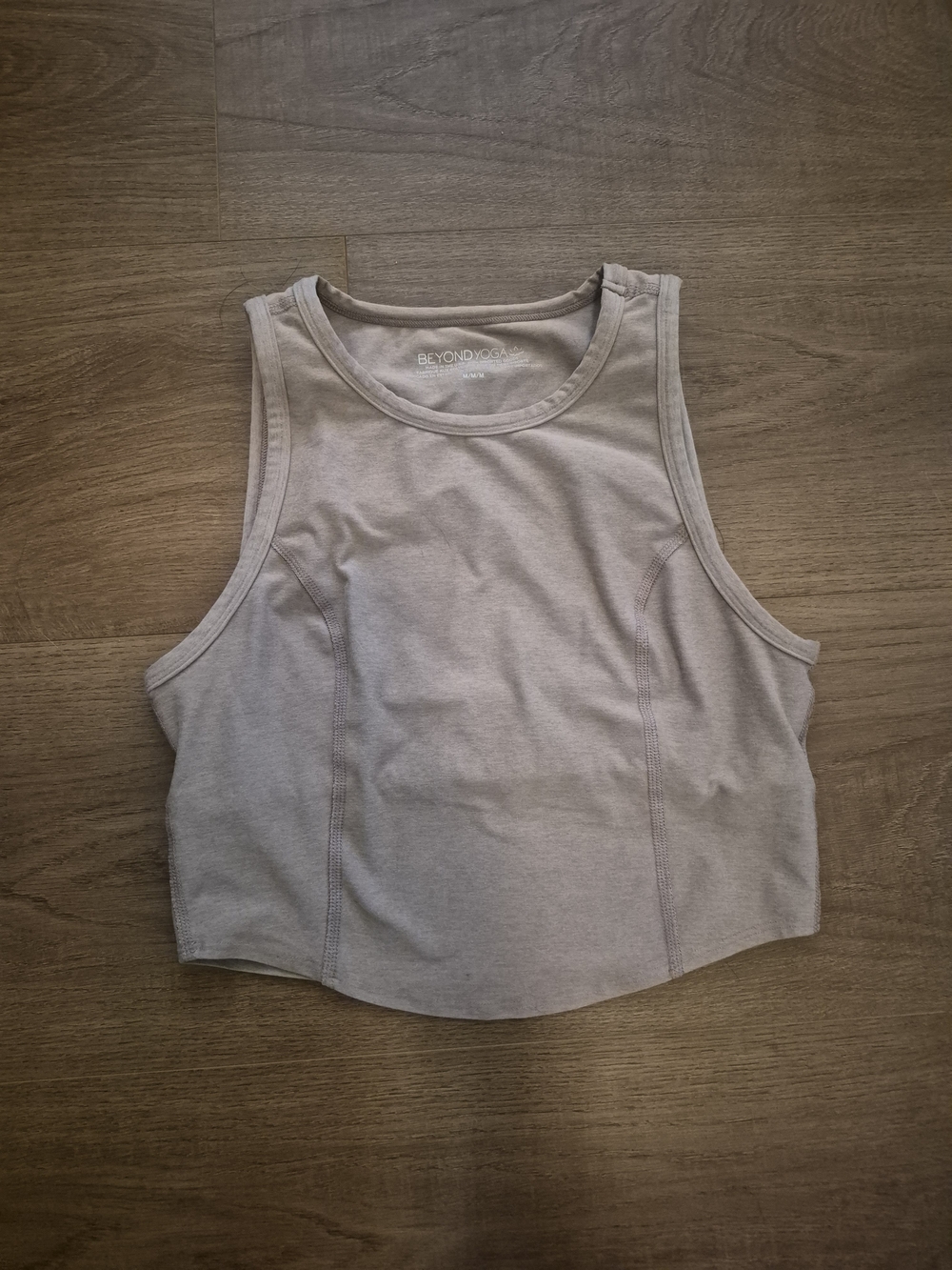 Beyond Yoga Sandstone Grey Cropped Tank — Neutral High Scoop Camisole